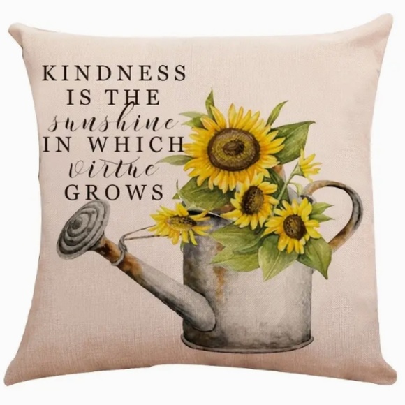 NEW KINDNESS IS THE SUNSHINE IN WHICH VIRTUE GROWS LINEN PILLOW COVER 17.7" - Picture 1 of 5
